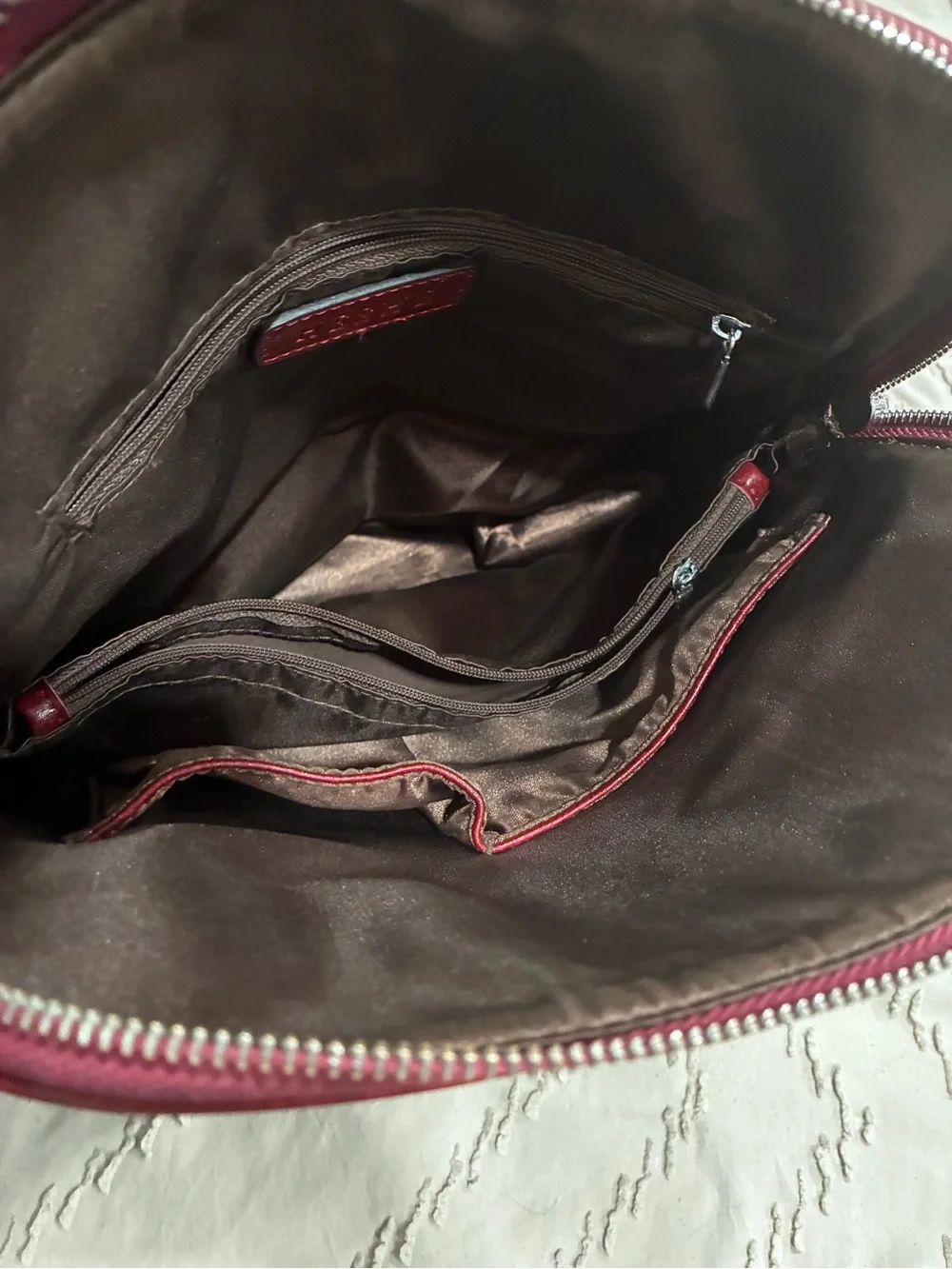 HESHE Burgundy Leather Backpack